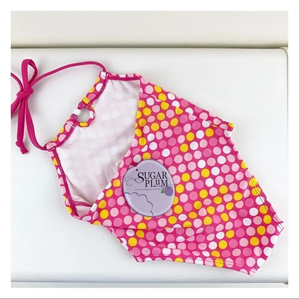 Baby Girl One-Piece Pink Spotted Bathing Suit‎